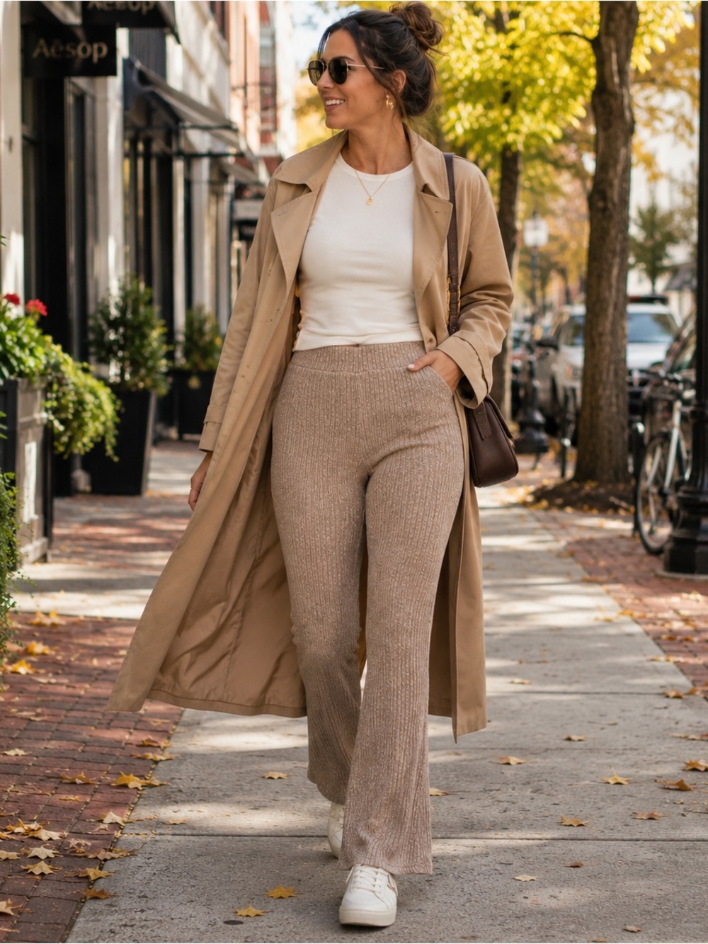Gilli Taupe Brown Ribbed Knit Flare Pants NWT Small Stretch Lounge